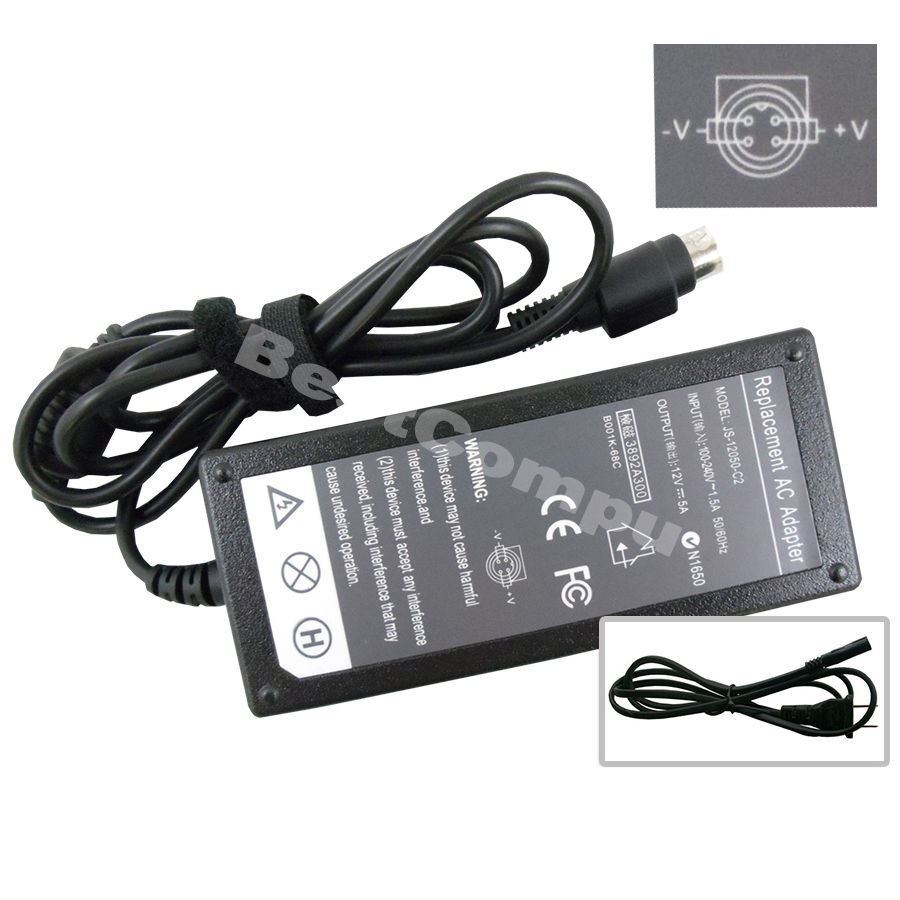 Brand new 12V 5A AC Adapter Charger for Sanyo CLT2054 LCD TV Monitor Power Supply 4 PIN
